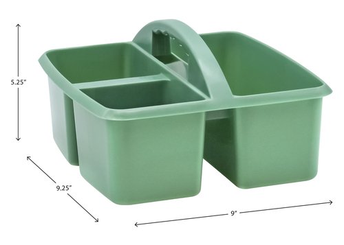 Teacher Created Resources Eucalyptus Green Portable Plastic Storage Caddy 6-Pack for Classrooms, Kids Room, and Office Organization, 3 Compartments