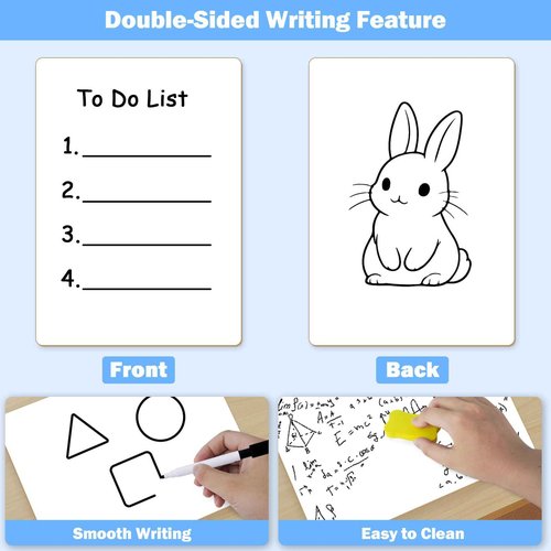 Succwoah 25 Pack Dry Erase Boards 9'' x 12'' Mini Double-Sided Whiteboards Safe Rounded Edges, Includes 25 Erasers, Markers, Rulers & 50 Clips, Perfect for Students, Teachers, School & Office Use