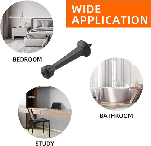 Home Master Hardware 12-Pack Heavy Duty Door Stops - 3" Matte Black Door Stoppers for Wall Protection