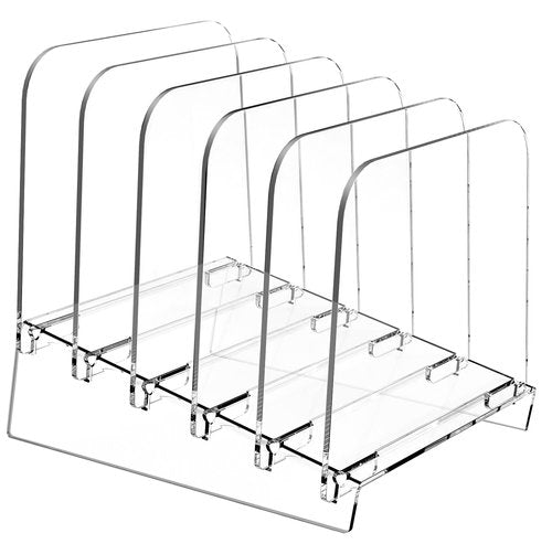 POCFOINY File Holder File Sorter, Vertical File Organizer for Desk, Desk Top File Folder Organizer Stand, Acrylic File Rack File Folder Holder, 5 Sections Clear File Stand for Office, School, Home