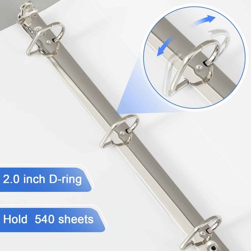 Humyoun 4 Pcs 11 x 17 Inch View Binders with Cover Pocket 2 Inch 3 Rings Heavy Duty View D Ring Binders Economy Holds 11" x 17" Paper for Artwork Blueprints, Office, Home, Work Places (White)