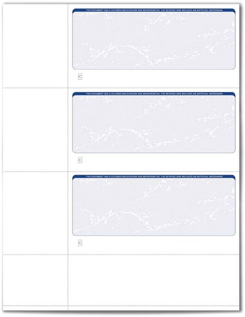 VersaCheck Secure Form #3001-750 Blank Personal s 3 Per Sheet - Blue Prestige - 250 Sheets