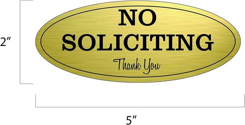 ExcelMark No Soliciting Sign - Durable Indoor/Outdoor Use | UV & Weather Resistant (Small - 2"x 5", Gold/Black)