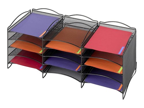 Safco 9430BL Onyx Mesh Literature Organizer, 12 Compartment, Black