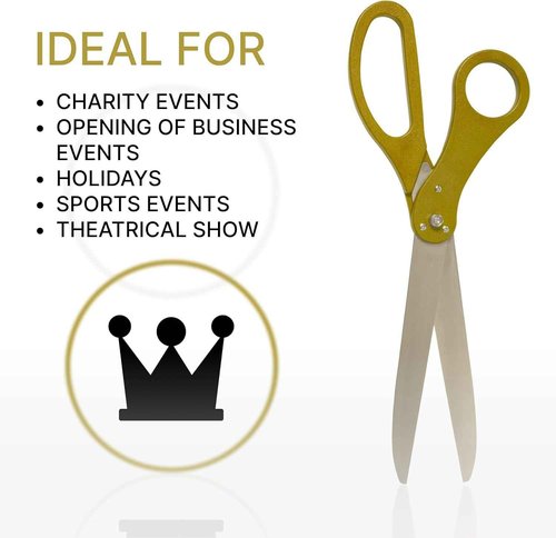 25" Gold Scissors for Grand Opening – Large Heavy Duty Shears 25 Inch Ribbon Cutting Scissors for Special Events Inaugurations and Ceremonies Theater Performances