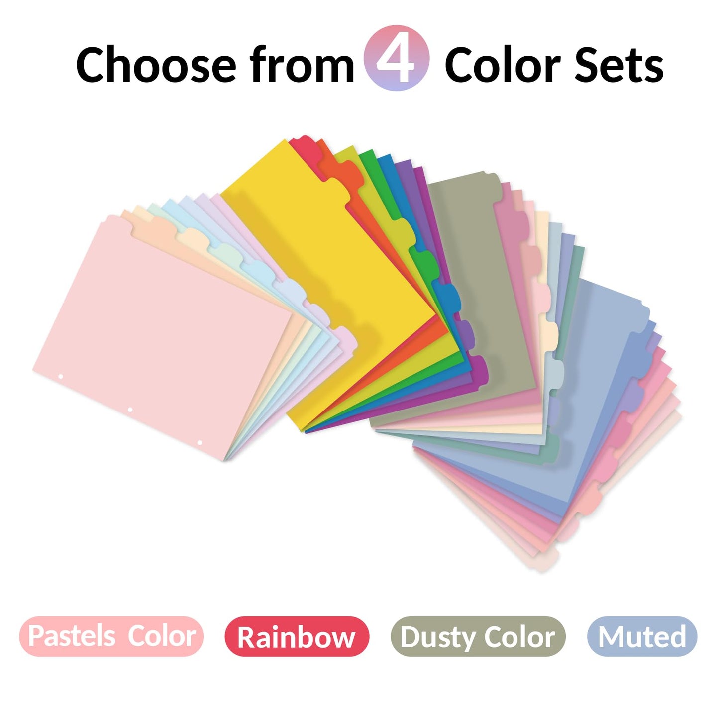 Sooez 8 Tabs Long-Lasting Plastic Write & Erase Large Tabs Dividers for 3 Ring Binder, Aesthetic Cute Pastels Binder Dividers for Student, Teacher, Office, Home Organizers, 1 Set, Dusty Color