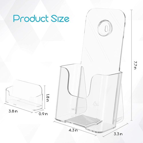 Bundle Set 2, Ktrio 2 Pack Acrylic Brochure Holder 4 x 9 Inches, Acrylic Mail Holder Clear Mail Organizer Countertop 6 x 2.5 x 4 Inches 1 Pack for Home Office School