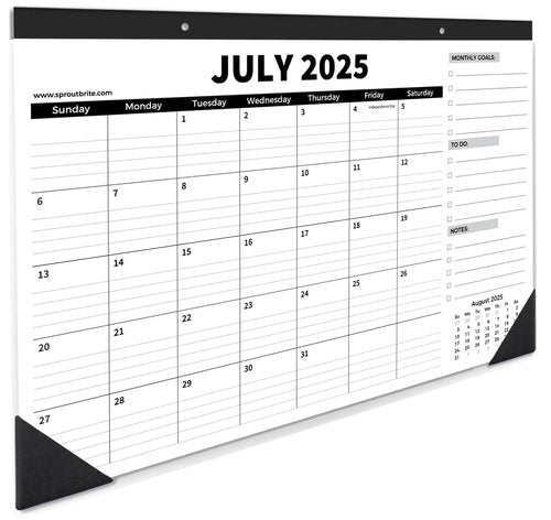 Sproutbrite 18 Month Desk Calendar 17" x 11.5" Medium Size Desktop Monthly Planner with To-Do List and Notes, Home, Office School Desk Calendar (July 1 PACK)