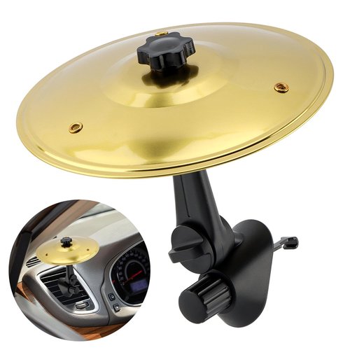 Car Cymbal Air Vent, Car Crash Cymbal, Durable Mini Drumcar Symbol Drum Air Vent for Auto Interior, Easy Installation Fun Dashboard Accessory Fits All Vehicles for Music Lovers(Gold)