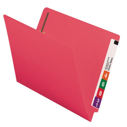 Smead End Tab Fastener File Folder, Shelf-Master® Reinforced Straight-Cut Tab, 2 Fasteners, Letter Size, Red, 50 per Box (25740)
