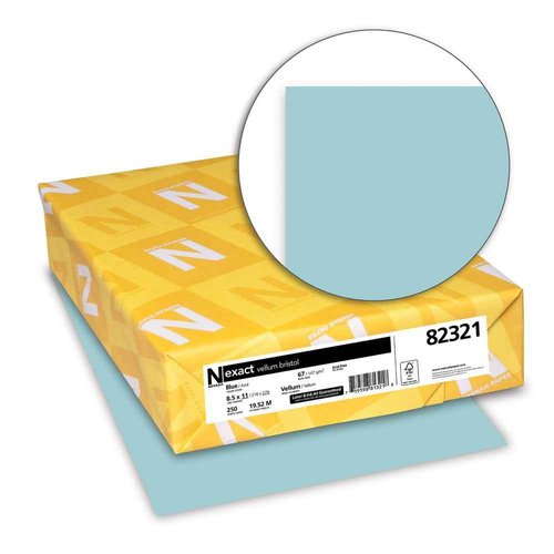 Neenah Paper Wausau Vellum Bristol Cardstock, 67 lb, 8.5 x 11 Inches, Pastel Blue, 250 Sheets (82321)