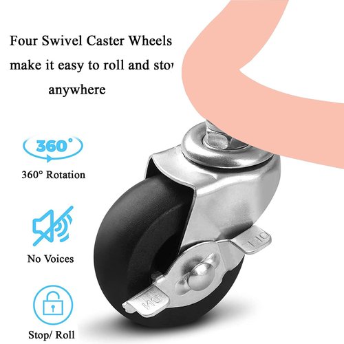 3 Tier Rolling Cart with Table Top, Pink Office School Supplies Carts with Hanging Cups and Hooks, Multi-Functional Storage Trolley, Metal Frame with Plasitc Trays Mobile Cart with Wheels