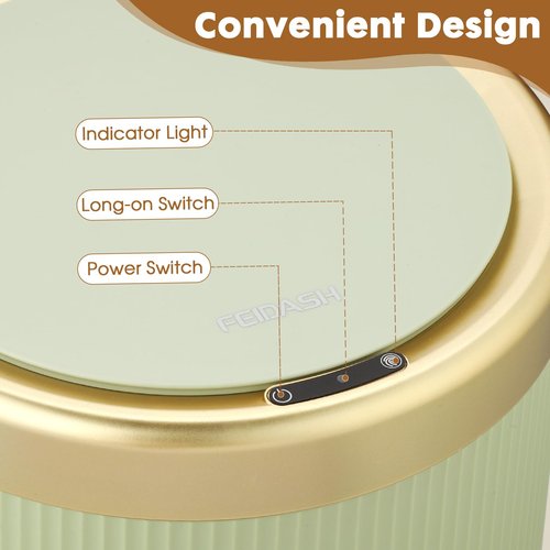 Motion Sensor Bathroom Trash Can Touchless, 3.7 Gallon Modern Automatic Garbage Can with Lid,Diaper Trash Bin,Plastic Smart Dog Proof Trash Bin Suitable for Toilet, Bedroom, Office, Kitchen -Green