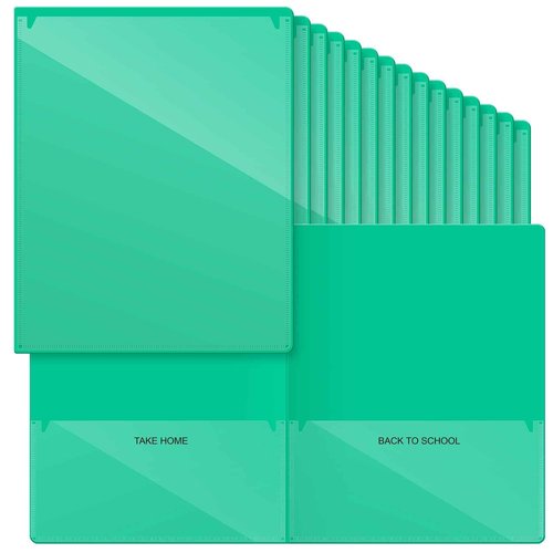 Henoyso 72 Pcs Plastic Take Home Folders with 2 Pockets Parent Teacher Classroom Communication Homework Folder for Students Parent Teacher Connect (Green)