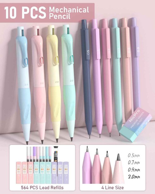 Nicpro 78 PCS Aesthetic School Supplies with Cute Pen Case, 12 Pastel Highlighters, 12 Color & Black Ink Gel Pens, 10 Mechanical Pencils 0.5, 0.7, 0.9, 2.0 mm, 6 Ballpoint Pen for Student Stationary