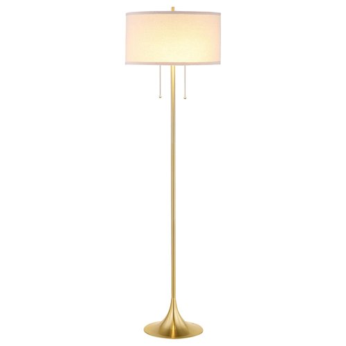 Coaster Home Furnishings - Elmira - Metal Floor Lamp with Beige Drum Shade and Tulip-Style Base - Living Room - 65-Inch - Brass - 920240