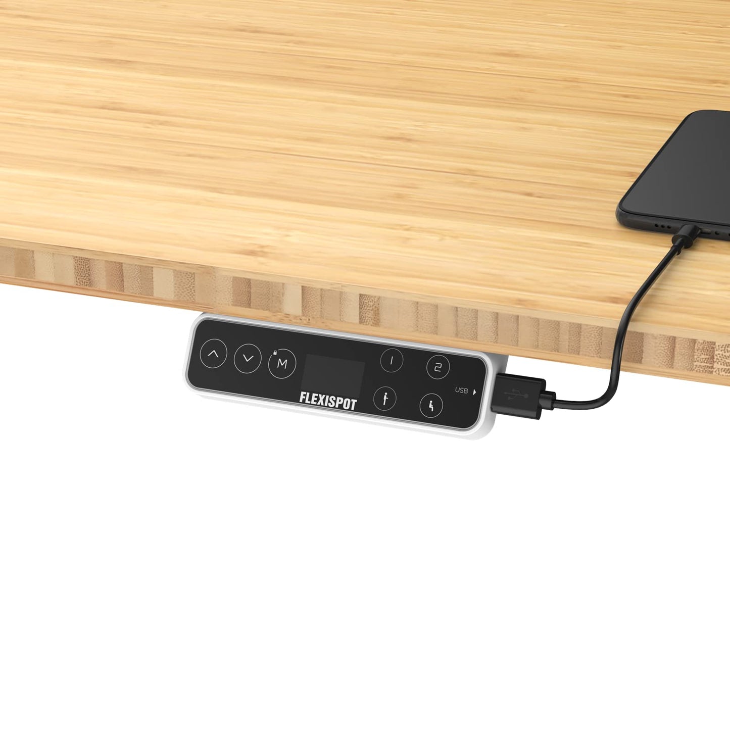 FLEXISPOT EC8 Pro 3 Stages Dual Motor Electric Standing Desk with Round Frame 78x30 Inch Bamboo Whole-Piece Board Height Adjustable Desk Electric Stand Up Desk(Black Frame + Bamboo Desktop)