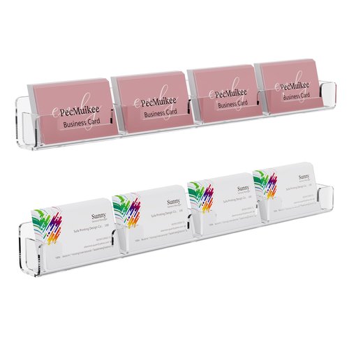 PecMuikee Business Card Holder Wall Mount，2 Pack Gift Card Holder for Wall ，Horizontal Multiple Business Card Holder Organizer for Office (8 Pockets)