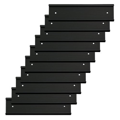 10 Pack Aluminum Name Plate Holders for Door or Wall, 2” x 8” Office Wall Mount Name Plate Holder with Textured Design and Double Sided Tape, for Office, Business, Meeting Room (Black)