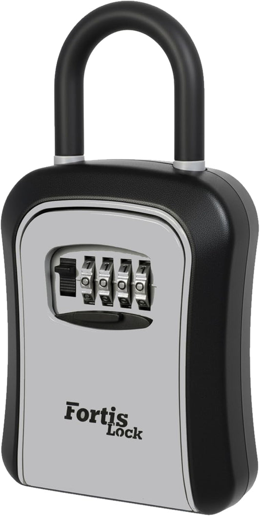 Skiennix Portable Key Lock Box - Weather-Resistant 4-Digit Combination Safe for Outdoor Use - Gray