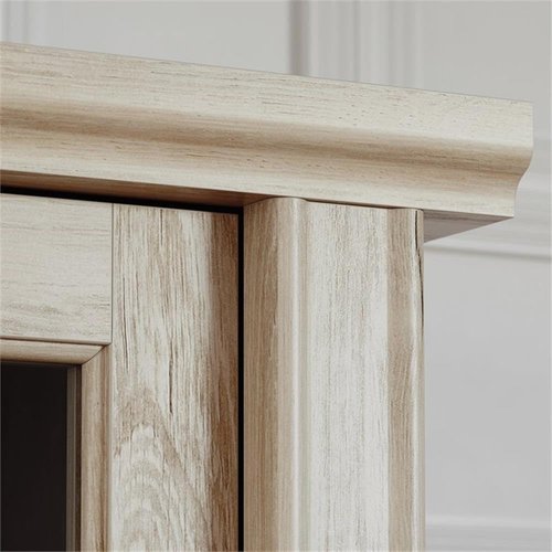Sauder Hammond Engineered Wood and Tempered Glass Doors Hutch in Chalked Oak