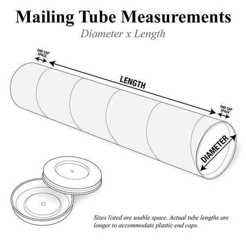 Partners Brand PP4018W Mailing Tubes with Caps, 4" x 18", White (Pack of 15)