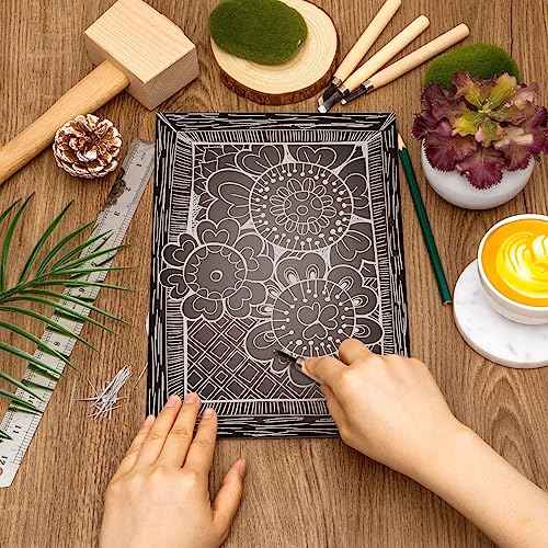 Yeaqee 8 Pcs 9 x 12 Inch Linoleum Block Rubber Carving Block Soft Linocut Blocks Large Linoleum Sheet Unmounted Lino Plates for Engraving Art Project Printmaking Artist Studio Supplies, Gray