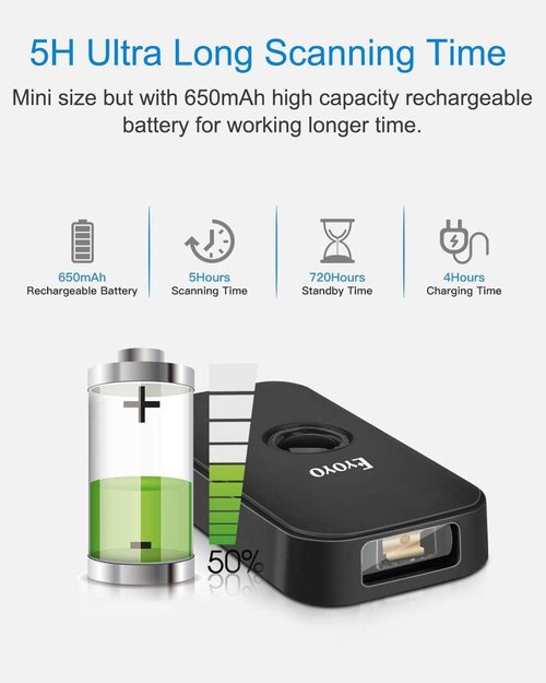 Eyoyo Mini Bluetooth Barcode Scanner - 3-in-1 Wireless & USB Connectivity | Portable Black Design for iOS, Windows, Android