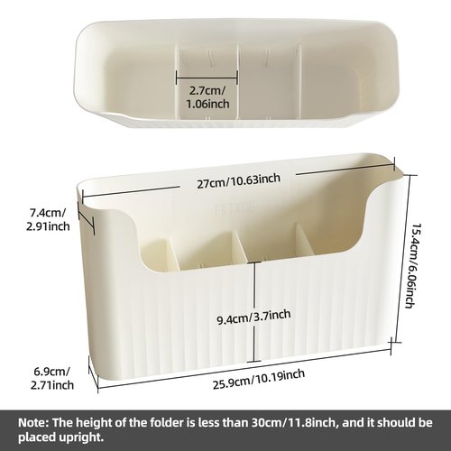 FKTXCO File Holder Mail Organizer Wall Mount Magazine Organizer Holder Hanging Files Mails Magazines Office Door Pocket with Dividers, Adhesive Sticker, Creamy White(2 Count)