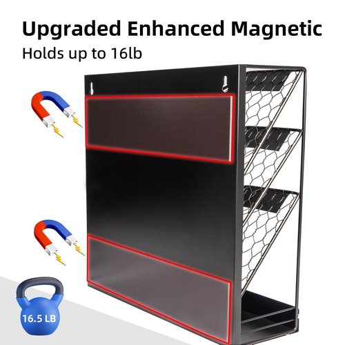 Magnetic File Holders, 4 Tier Magnetic Paper Holders for Office File Cabinet,Refrigerator, Whiteboard, No Drilling Installation Magnetic Mail Holder Basket Storage Folder Holder,2pack