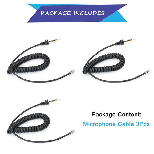 Afadorable 3Pcs Mic Cable Cord Wire Fit for Yaesu FT-7800 FT-8800 FT-8900 FT-8900R FT-7900R FT-1500M FT-2800M Radio, Replacement Microphone Cable for MH-48A6J MH-48 MH-42 MH-36