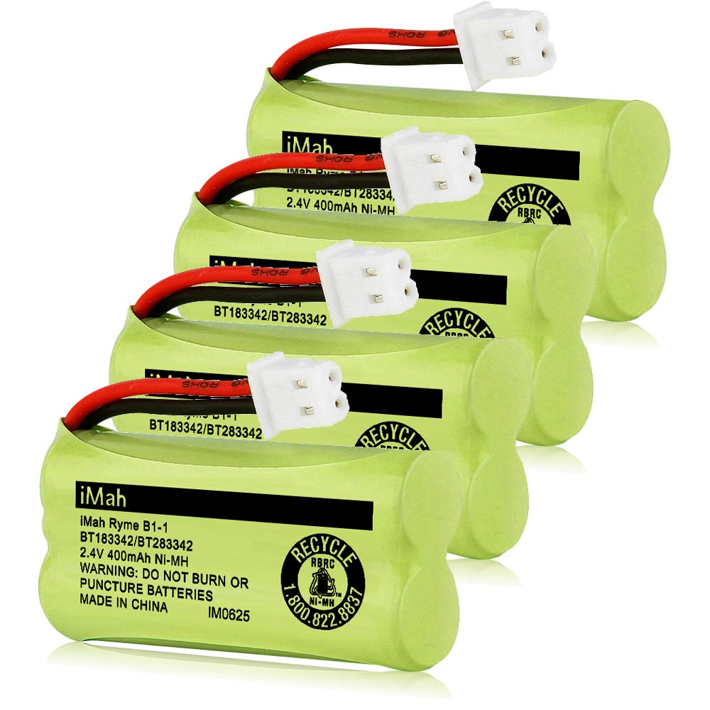 iMah BT183342/BT283342 BT166342/BT266342 BT162342/BT262342 Cordless Phone Battery Compatible for VTech CS6114 CS6419 CS6719 CS6719-2 AT&T EL52300 CL80112, 4-Pack