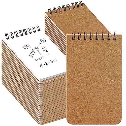 Kisston 120 Pcs Top Bound Memo Books Bulk Memo Notebooks 25 Sheets/pad Mini Memorandum Small Wirebound Spiral Notepad Paper Pocket Notebook for Home Office(3 x 5 Inch,Kraft Color)