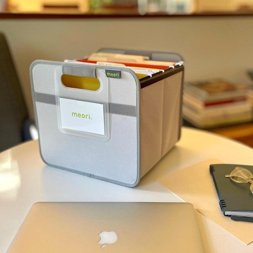 meori Foldable Storage File Box w/Hanging Rails Rewritable Label Fabric …