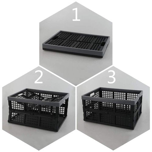 Pekky 34 Quart Plastic Milk Crates Stackable, Collapsible Storage Crate, 2 Packs