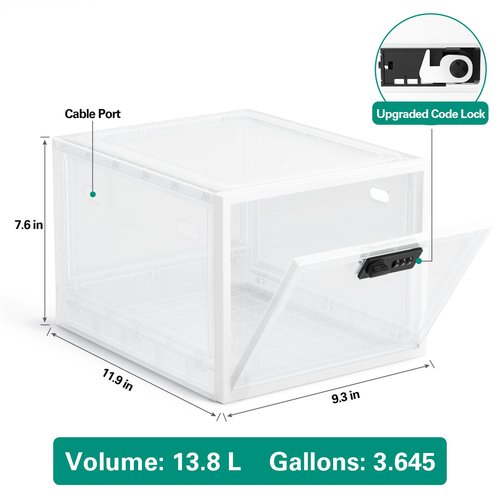 iBune Large Medication Lock Box, Lockable Medicine Storage Box for Medicine Safe/Phone/Refrigerator/Personal Items/Home/Office/Dorm, White