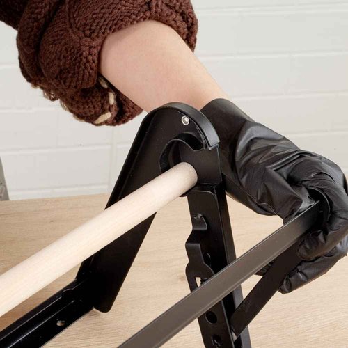Restaurantware-20.2 x 6.7 x 8 Inch Wrapping Roll Cutter, 1 Wall Mountable Butcher Paper Holder - Serrated Blade, Rubber Feet, Black Steel Paper Cutter Stand, Versatile, For 18 Inch Butcher Paper