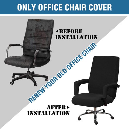 H.VERSAILTEX Stretchable Chair Covers - Removable, Machine Washable, Non-Slip Jacquard | Black, Large