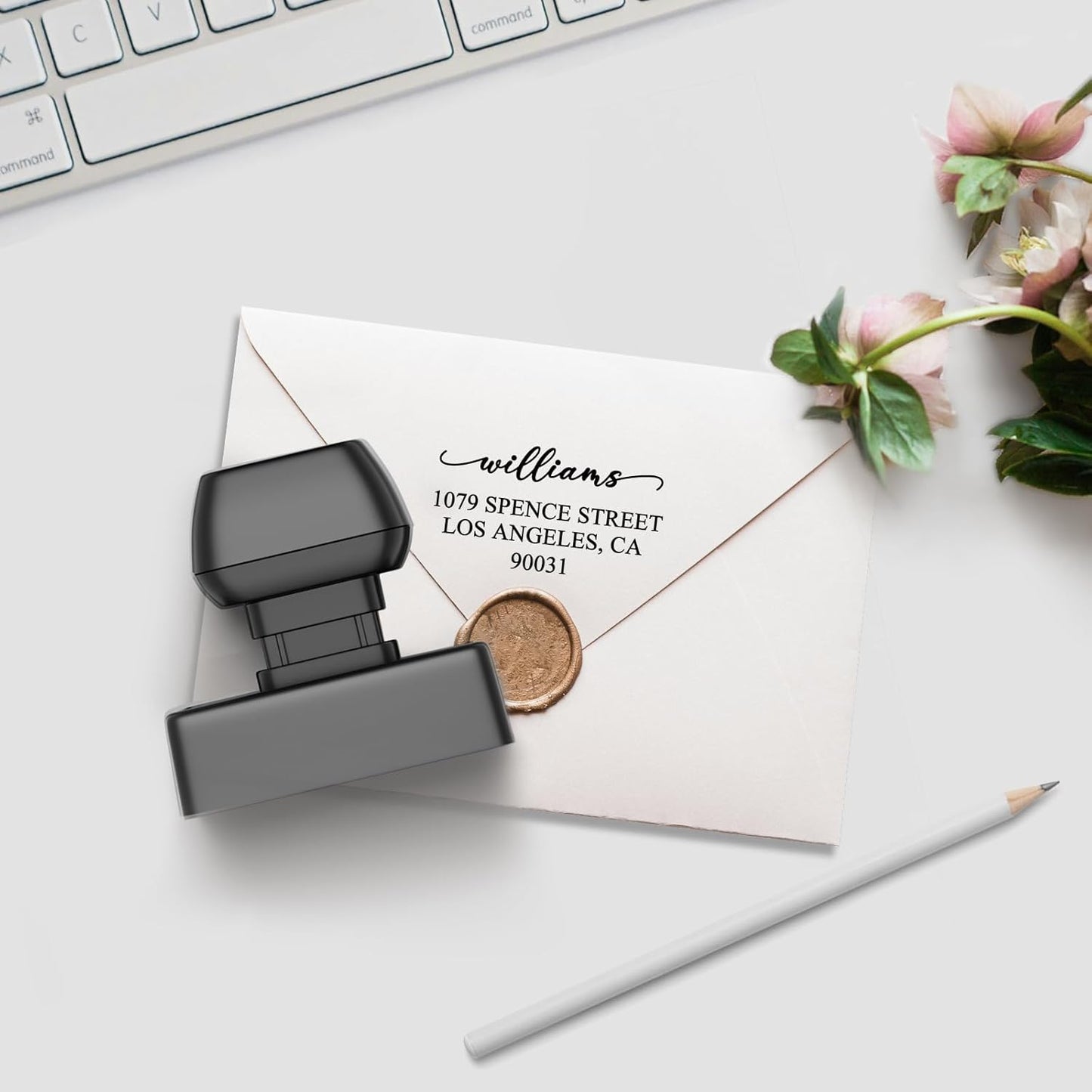 TechMark Personalized Return Address Stamp - Custom Self-Inking Design for Weddings & Holidays | 17 Unique Styles
