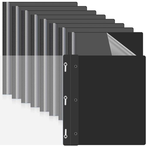 Teling 48 Pcs Clear Front Report Covers with Prongs Plastic Presentation Folders 3 Prong Resume Portfolio Folder for School(Black)
