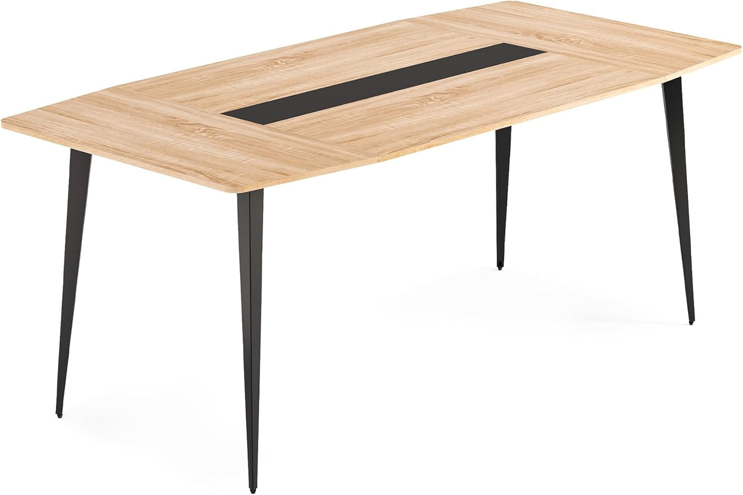 LITTLE TREE 6 FT Conference Room Table, 70.86L x 35.43W x 29.52H Inches Boat Shaped Meeting Seminar Boardroom Table