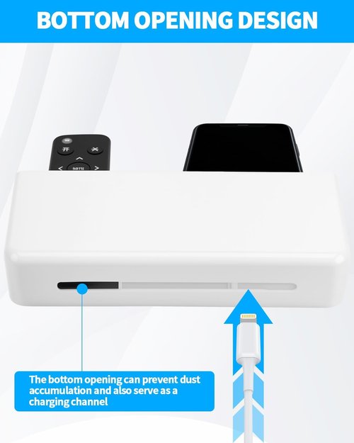 Skiennix 3-Slot Adjustable Remote Control Holder - Wall-Mounted Organizer for TV Controllers | White