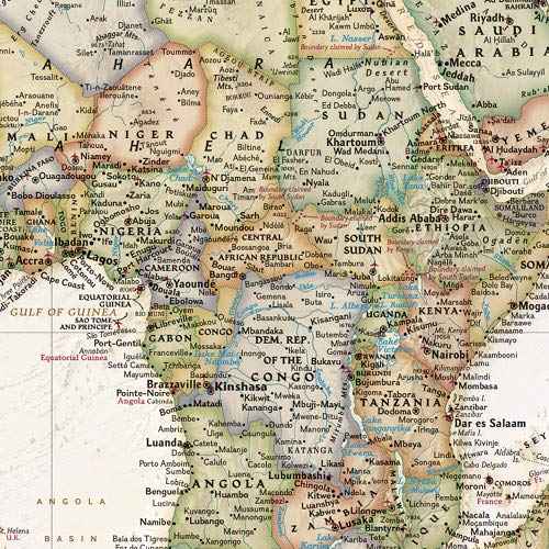 National Geographic World Executive Wall Map - Antique Style - 36 x 24 inches - Art Quality Print