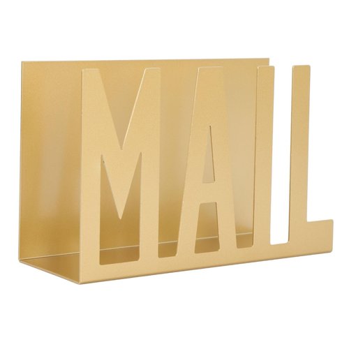 LOCADENCE Mail Organizer, Metal Stylish Hollow Design Desktop Metal Mail Holder, Desktop Mail Holder, Envelope Holder for Bills Letters Papers (Gold)