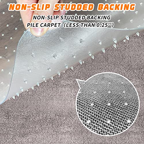 Office Chair Mat for Carpeted Floors, Desk Mats 48"X30" for Rolling Desk on Low Pile Carpets, Small Computer Gaming Plastic Floor Mats for Office Chair on Carpet, Easy Glide Without Curling
