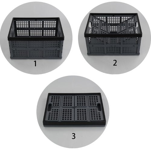 Hommp 3-Pack 34 L Plastic Collapsible Storage Crates, Large Stackable Folding Storage Crates