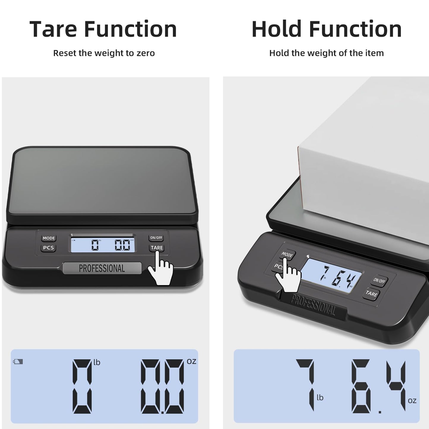 YONCON Shipping Scale 66lb Capacity, High Precision Digital Postal Scale with Large LCD Display, Hold/Tare/PCS Counting, 6 Units, Dual Power for Home, Office & Small Business