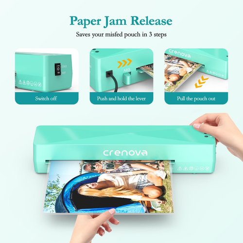 Crenova Laminator Machine - A4 Hot & Cold Thermal Laminator with Fast Warm Technology | 9-Inch, Green
