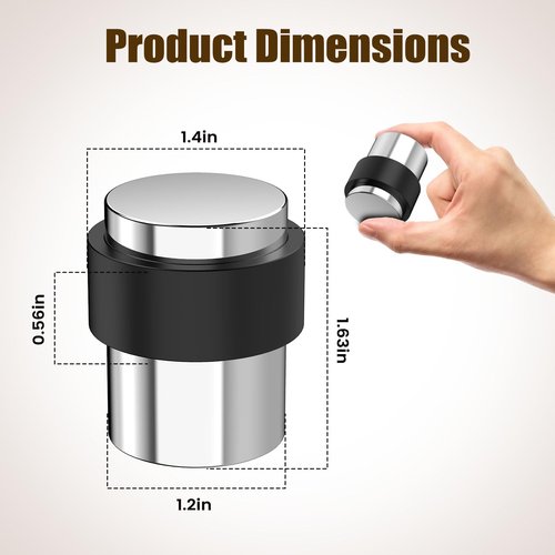RINJUN 20 Pack Silver Mirror Finish Door Stoppers for Floor Mounting， Door Stopper Heavy Duty，304 Stainless Steel Cylindrical Made with Rubber Bumper，Floor Mount Door Holder Keep Door Open