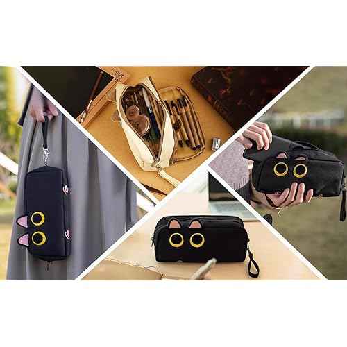 Hongdian Large Capacity Pencil Case, 3D Cat Pen Bags Pencil Pouch Organizer for Office College School